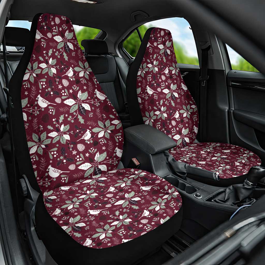 Cardinal Christmas Wine Red Car Seat Cover Xmas Pattern - Wonder Print Shop