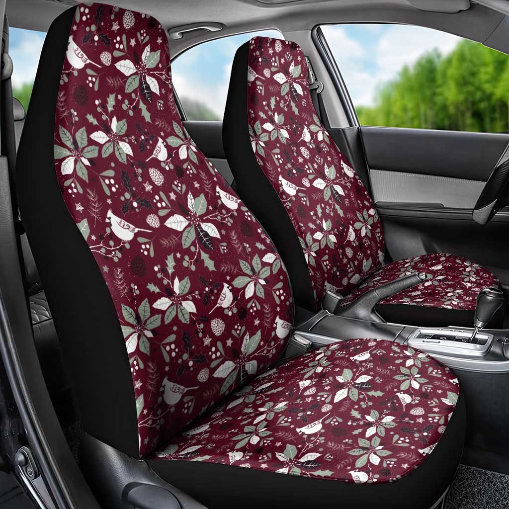Cardinal Christmas Wine Red Car Seat Cover Xmas Pattern - Wonder Print Shop