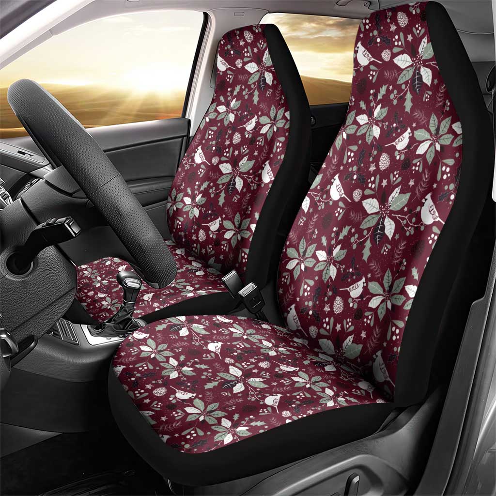 Cardinal Christmas Wine Red Car Seat Cover Xmas Pattern - Wonder Print Shop