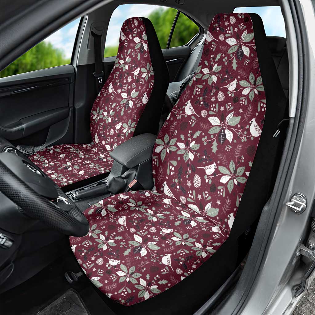 Cardinal Christmas Wine Red Car Seat Cover Xmas Pattern - Wonder Print Shop