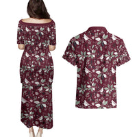 Cardinal Christmas Wine Red Couples Matching Puletasi and Hawaiian Shirt Xmas Pattern - Wonder Print Shop