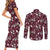 Cardinal Christmas Wine Red Couples Matching Short Sleeve Bodycon Dress and Long Sleeve Button Shirt Xmas Pattern - Wonder Print Shop