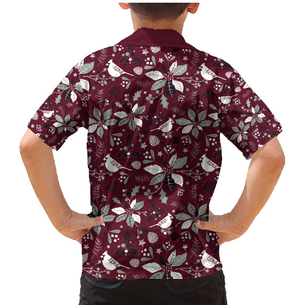 Cardinal Christmas Wine Red Family Matching Mermaid Dress and Hawaiian Shirt Xmas Pattern - Wonder Print Shop