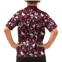 Cardinal Christmas Wine Red Family Matching Mermaid Dress and Hawaiian Shirt Xmas Pattern - Wonder Print Shop