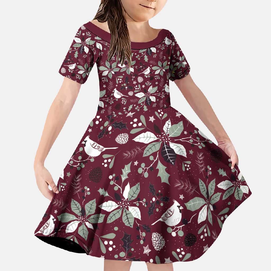 Cardinal Christmas Wine Red Family Matching Mermaid Dress and Hawaiian Shirt Xmas Pattern - Wonder Print Shop