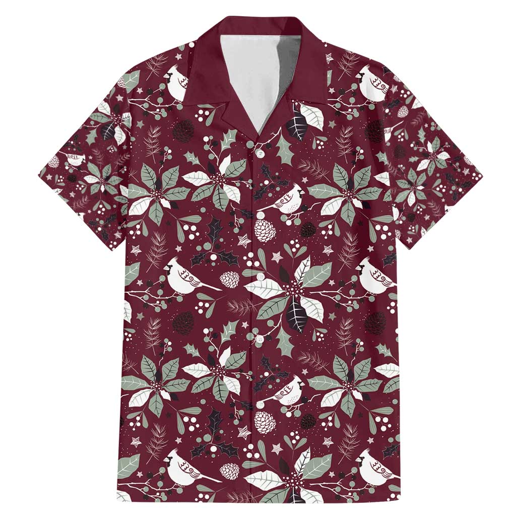 Cardinal Christmas Wine Red Family Matching Mermaid Dress and Hawaiian Shirt Xmas Pattern - Wonder Print Shop