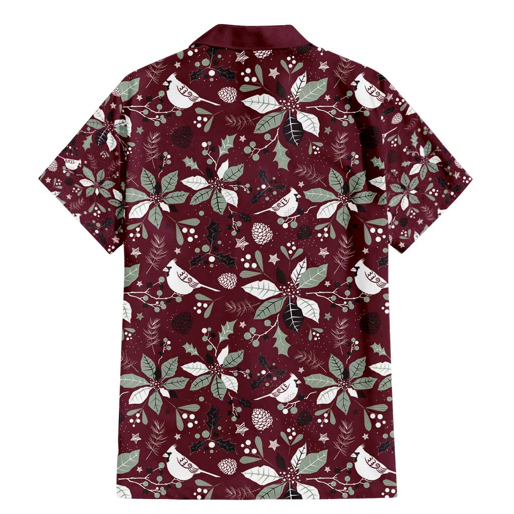 Cardinal Christmas Wine Red Family Matching Mermaid Dress and Hawaiian Shirt Xmas Pattern - Wonder Print Shop