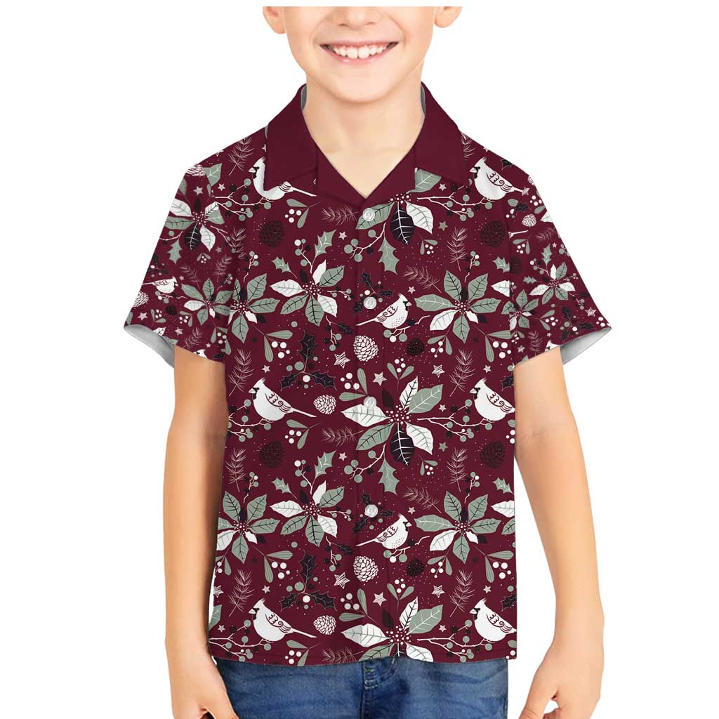 Cardinal Christmas Wine Red Family Matching Mermaid Dress and Hawaiian Shirt Xmas Pattern - Wonder Print Shop