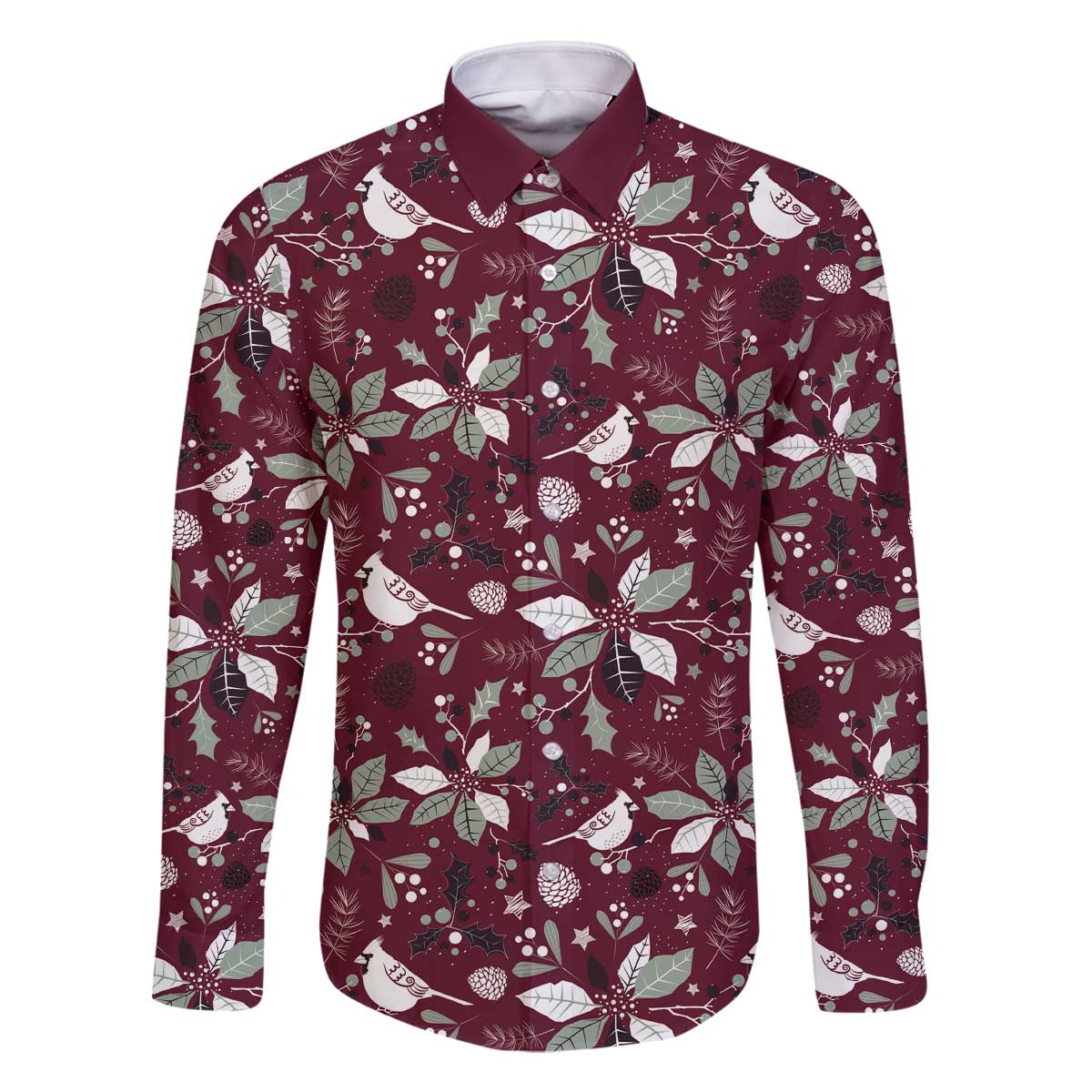 Cardinal Christmas Wine Red Family Matching Off The Shoulder Long Sleeve Dress and Hawaiian Shirt Xmas Pattern - Wonder Print Shop