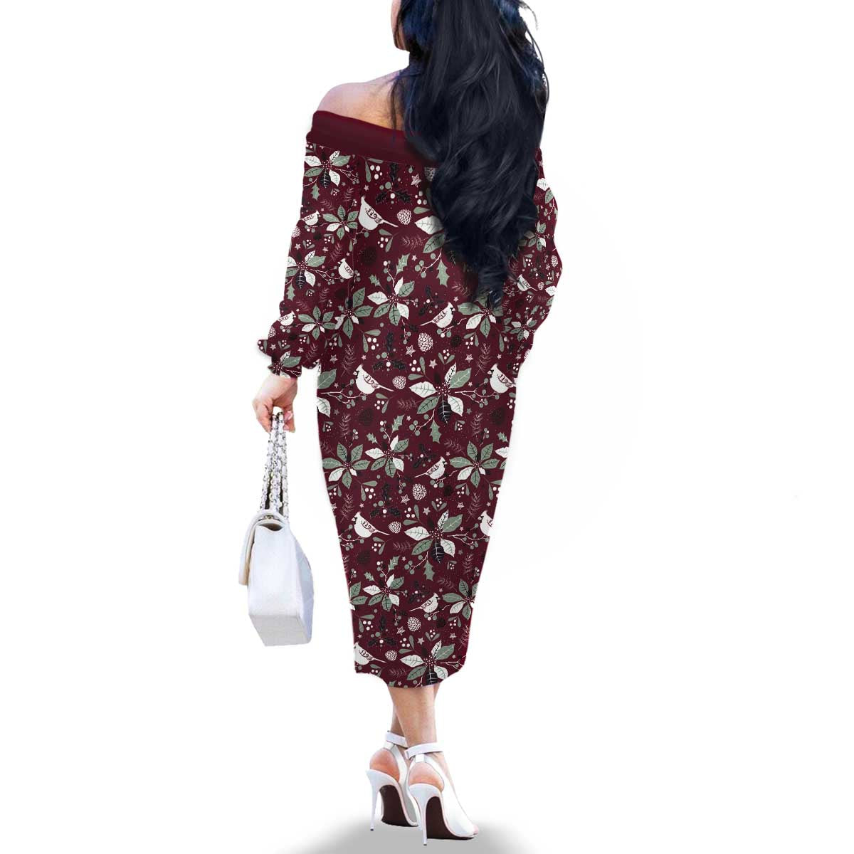 Cardinal Christmas Wine Red Family Matching Off The Shoulder Long Sleeve Dress and Hawaiian Shirt Xmas Pattern - Wonder Print Shop