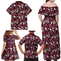 Cardinal Christmas Wine Red Family Matching Off Shoulder Maxi Dress and Hawaiian Shirt Xmas Pattern - Wonder Print Shop