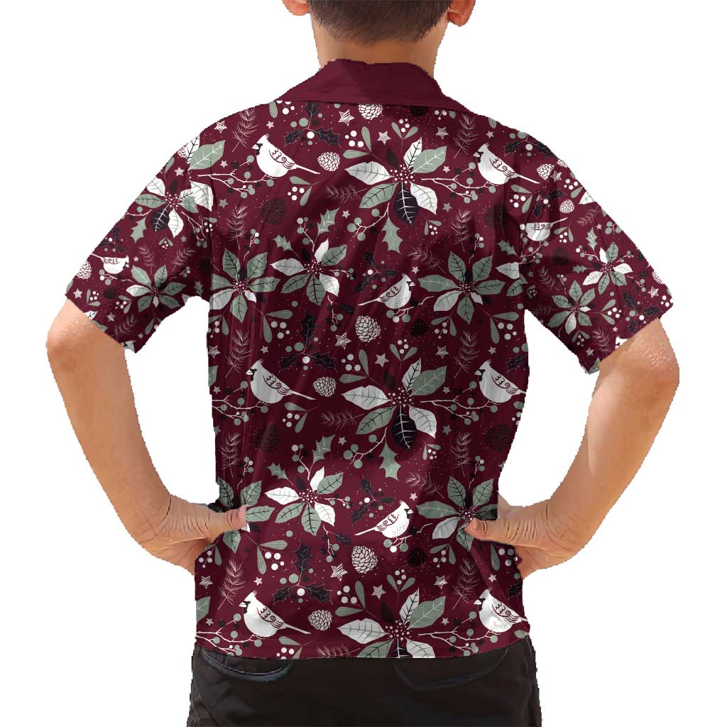 Cardinal Christmas Wine Red Family Matching Off Shoulder Short Dress and Hawaiian Shirt Xmas Pattern - Wonder Print Shop