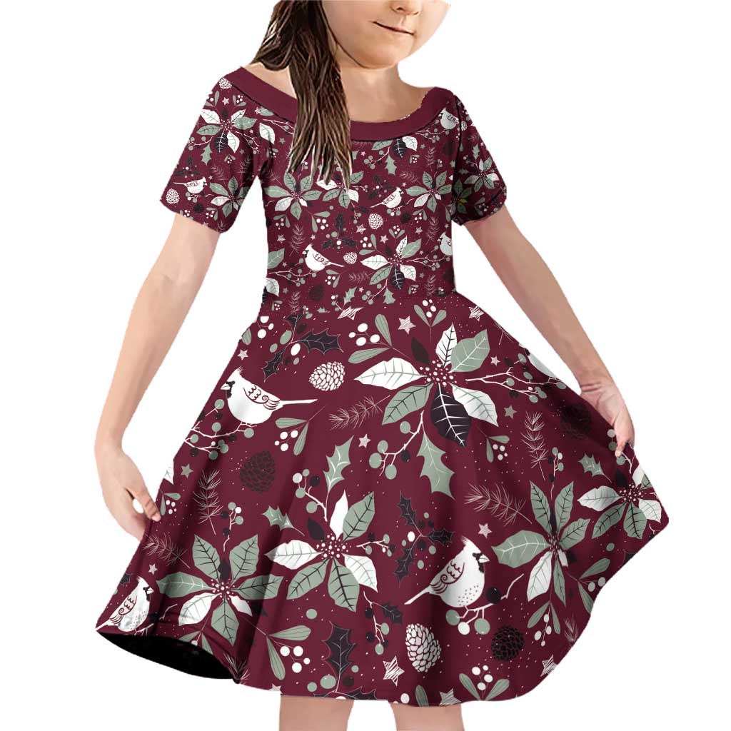 Cardinal Christmas Wine Red Family Matching Off Shoulder Short Dress and Hawaiian Shirt Xmas Pattern - Wonder Print Shop