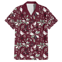 Cardinal Christmas Wine Red Family Matching Off Shoulder Short Dress and Hawaiian Shirt Xmas Pattern - Wonder Print Shop