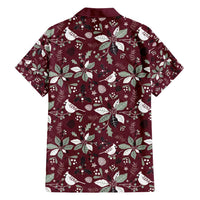 Cardinal Christmas Wine Red Family Matching Off Shoulder Short Dress and Hawaiian Shirt Xmas Pattern - Wonder Print Shop