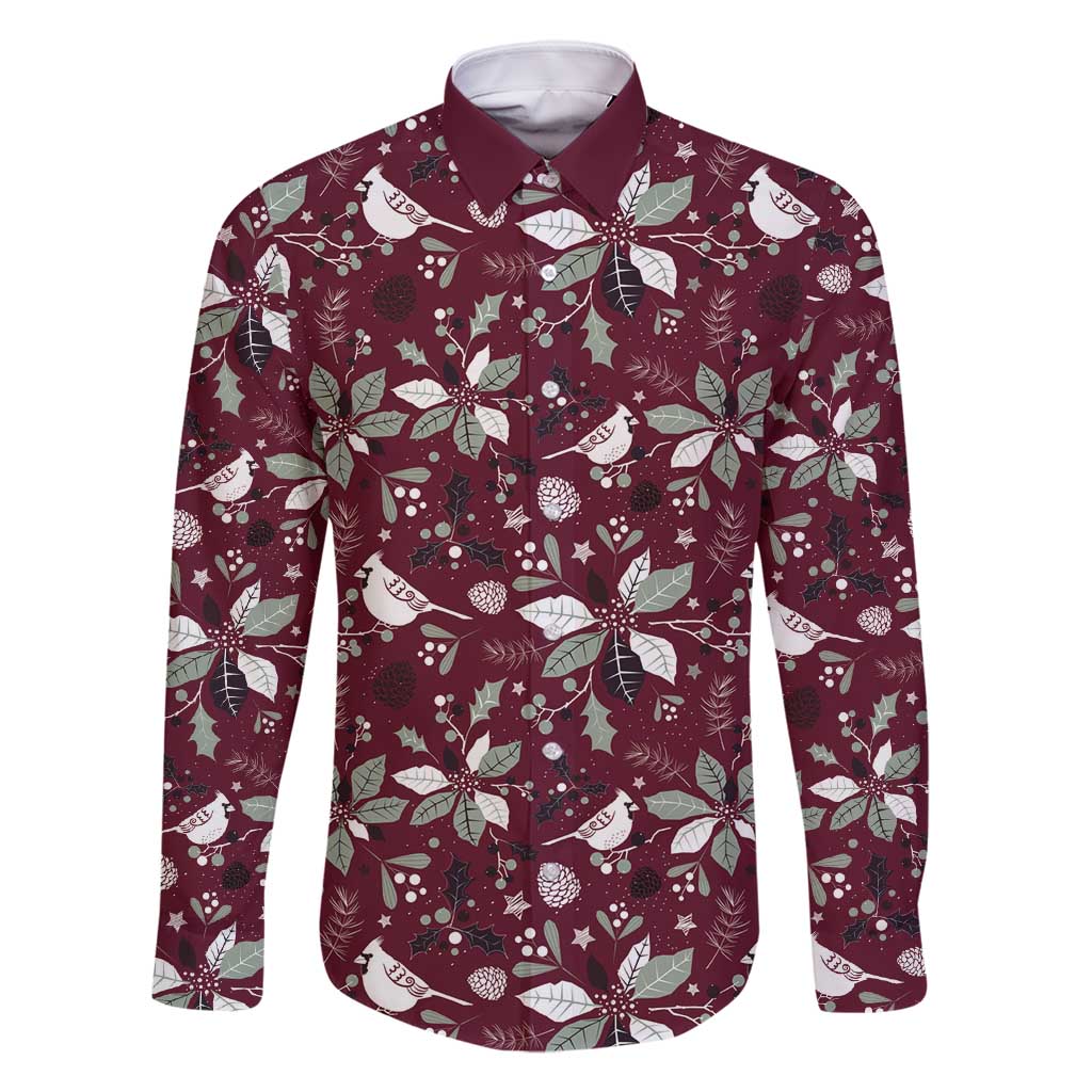 Cardinal Christmas Wine Red Family Matching Off Shoulder Short Dress and Hawaiian Shirt Xmas Pattern - Wonder Print Shop