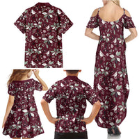 Cardinal Christmas Wine Red Family Matching Summer Maxi Dress and Hawaiian Shirt Xmas Pattern - Wonder Print Shop