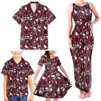 Cardinal Christmas Wine Red Family Matching Tank Maxi Dress and Hawaiian Shirt Xmas Pattern - Wonder Print Shop