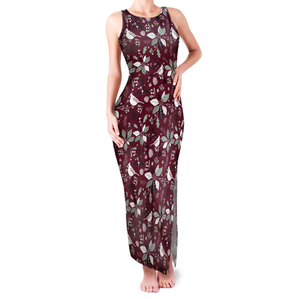 Cardinal Christmas Wine Red Family Matching Tank Maxi Dress and Hawaiian Shirt Xmas Pattern - Wonder Print Shop