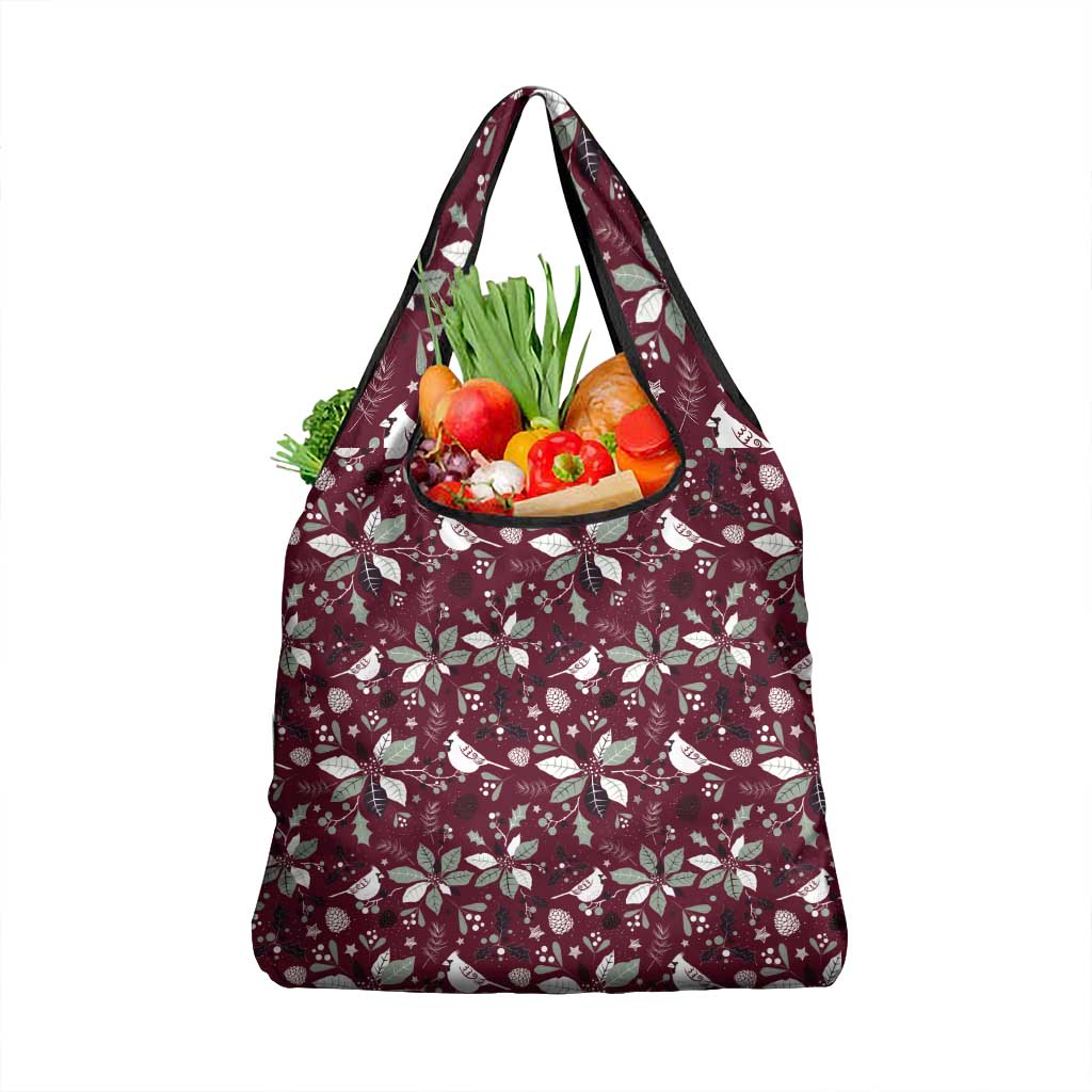 Cardinal Christmas Wine Red Grocery Bag Xmas Pattern