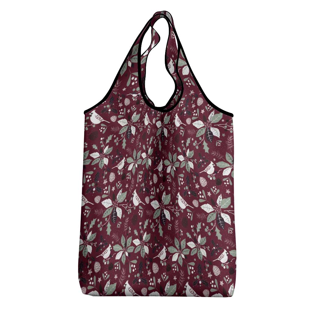 Cardinal Christmas Wine Red Grocery Bag Xmas Pattern