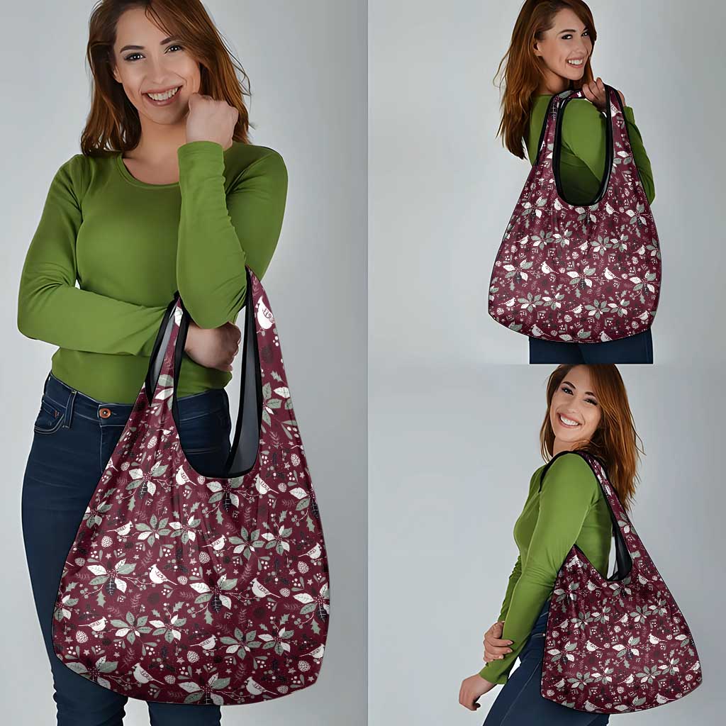 Cardinal Christmas Wine Red Grocery Bag Xmas Pattern