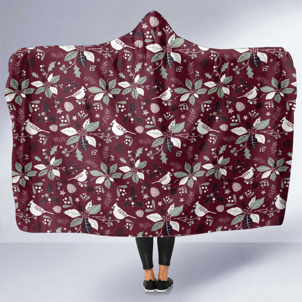 Cardical Christmas Wine Red Hooded Blanket Xmas Pattern