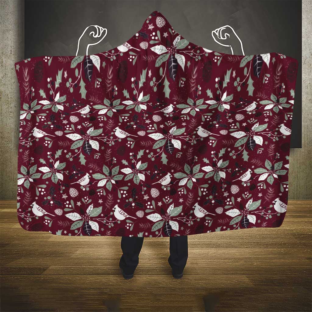 Cardical Christmas Wine Red Hooded Blanket Xmas Pattern