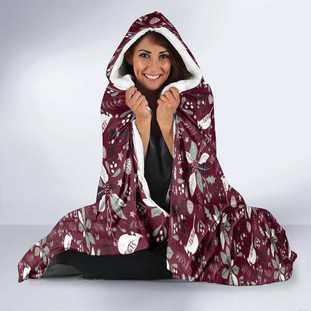 Cardical Christmas Wine Red Hooded Blanket Xmas Pattern