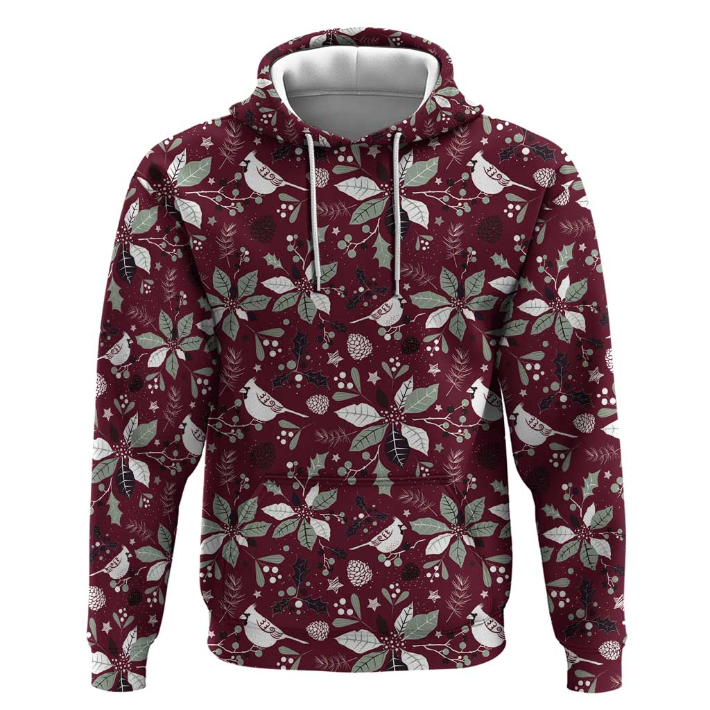 Cardinal Christmas Wine Red Hoodie Xmas Pattern - Wonder Print Shop