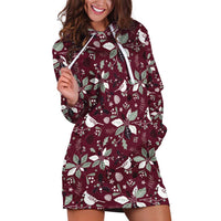 Cardinal Christmas Wine Red Hoodie Dress Xmas Pattern - Wonder Print Shop
