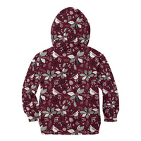 Cardinal Christmas Wine Red Kid Hoodie Xmas Pattern - Wonder Print Shop