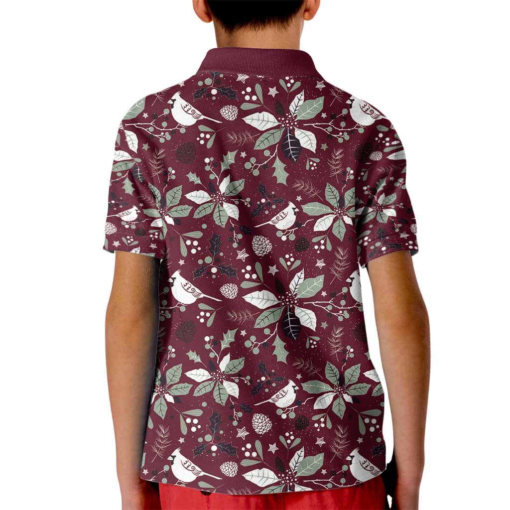 Cardinal Christmas Wine Red Kid Polo Shirt Xmas Pattern - Wonder Print Shop