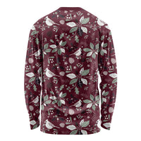 Cardinal Christmas Wine Red Long Sleeve Shirt Xmas Pattern - Wonder Print Shop