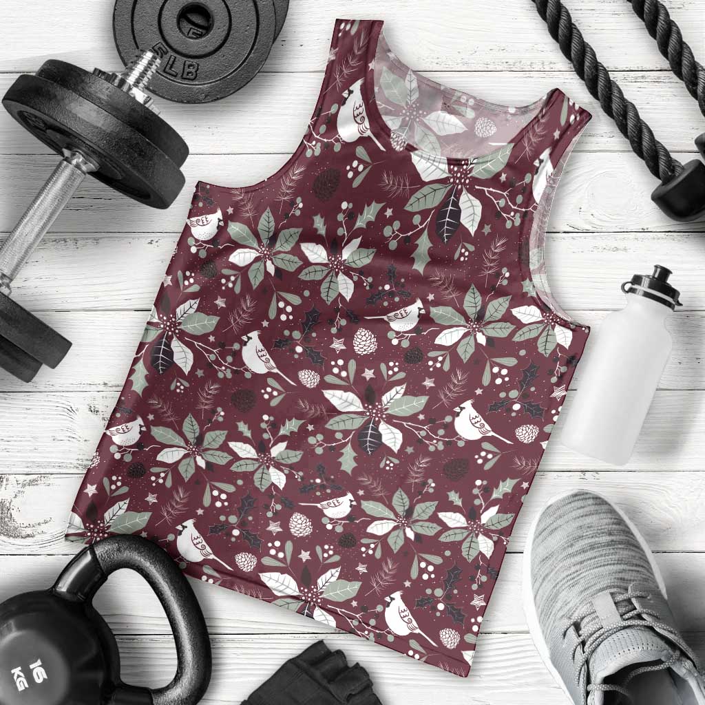 Cardinal Christmas Wine Red Men Tank Top Xmas Pattern - Wonder Print Shop