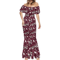 Cardinal Christmas Wine Red Mermaid Dress Xmas Pattern - Wonder Print Shop