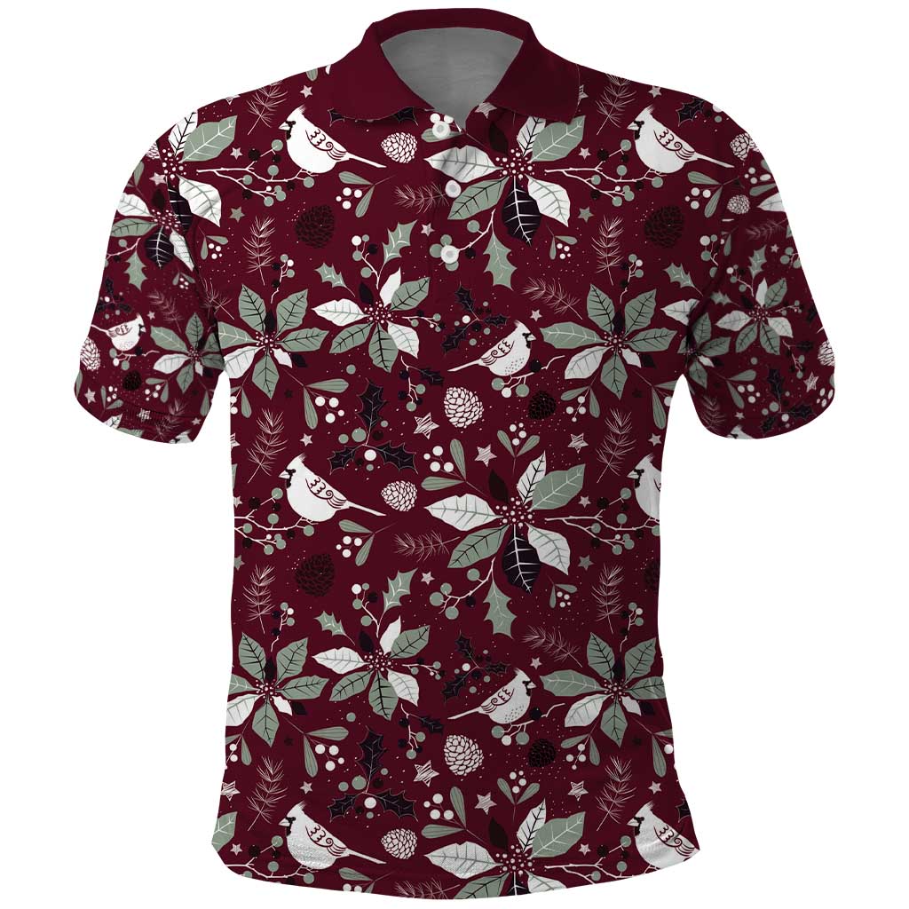Cardinal Christmas Wine Red Polo Shirt Xmas Pattern - Wonder Print Shop