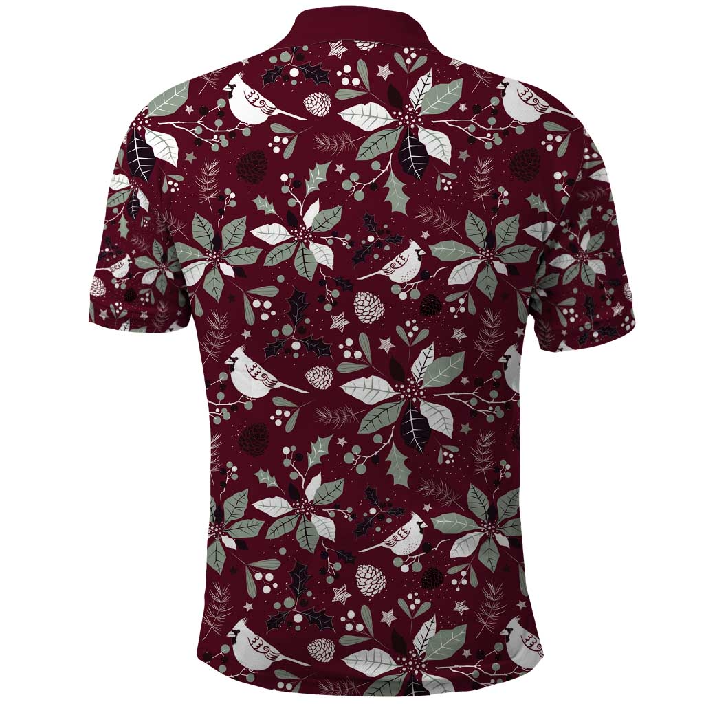 Cardinal Christmas Wine Red Polo Shirt Xmas Pattern - Wonder Print Shop