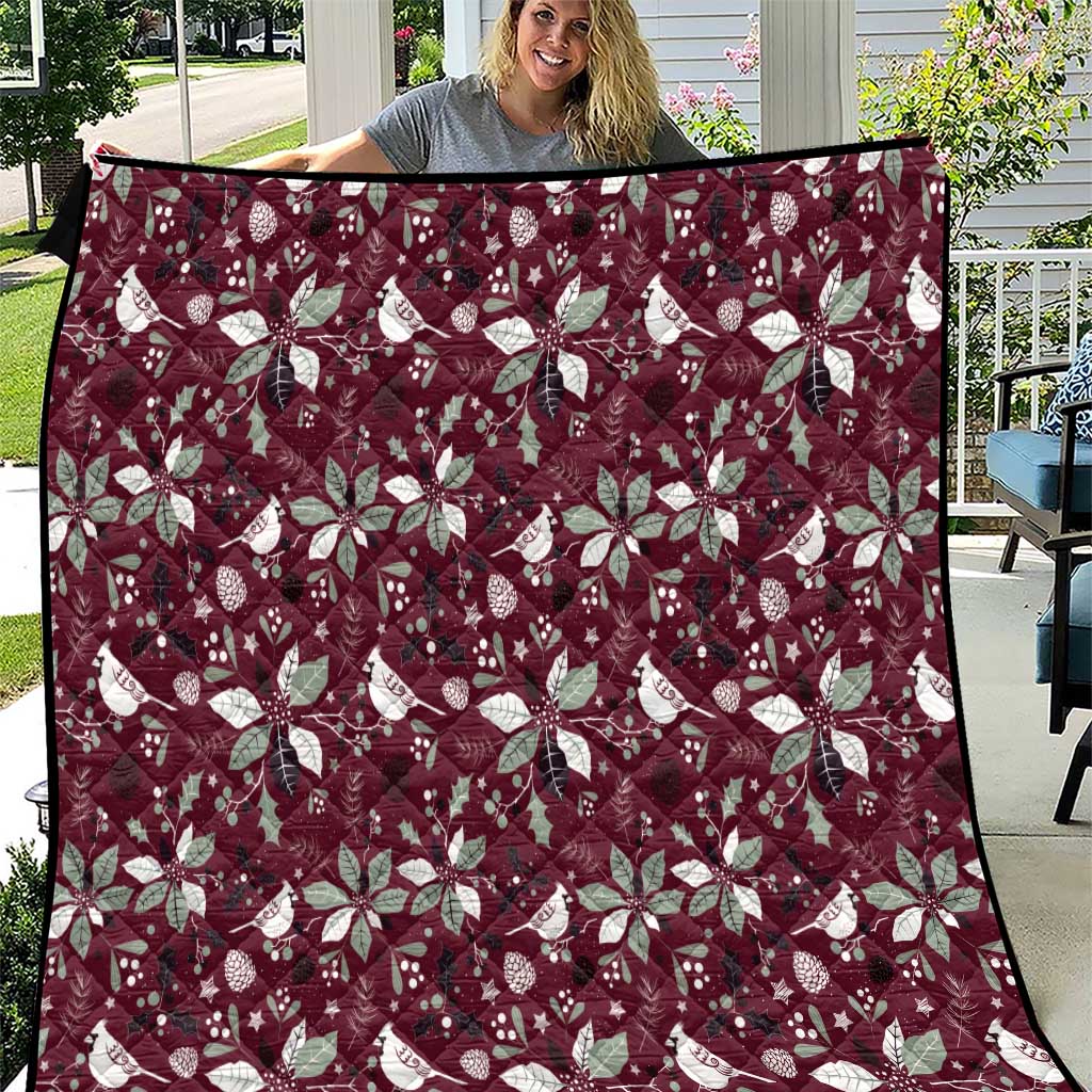 Cardinal Christmas Wine Red Quilt Xmas Pattern - Wonder Print Shop