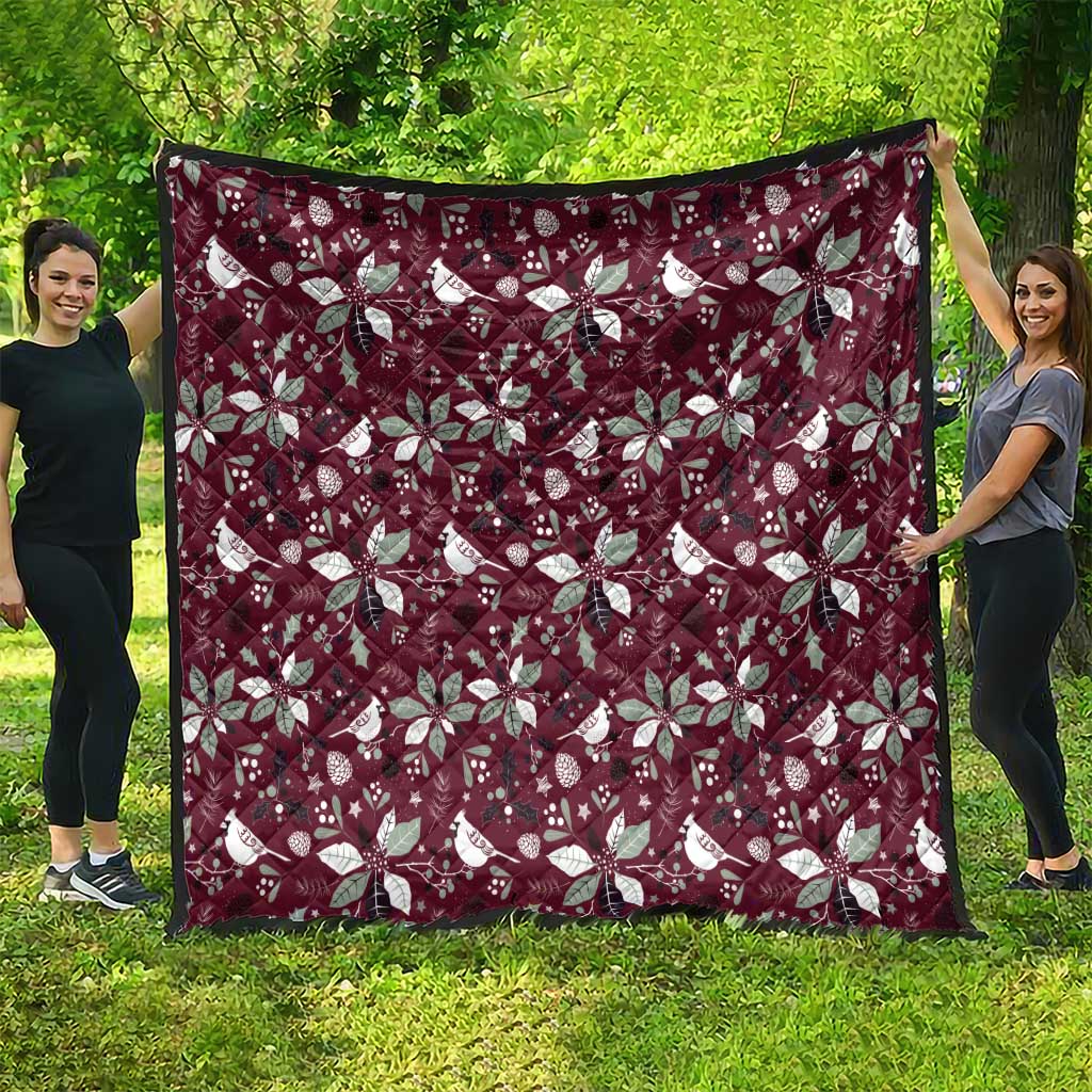 Cardinal Christmas Wine Red Quilt Xmas Pattern - Wonder Print Shop