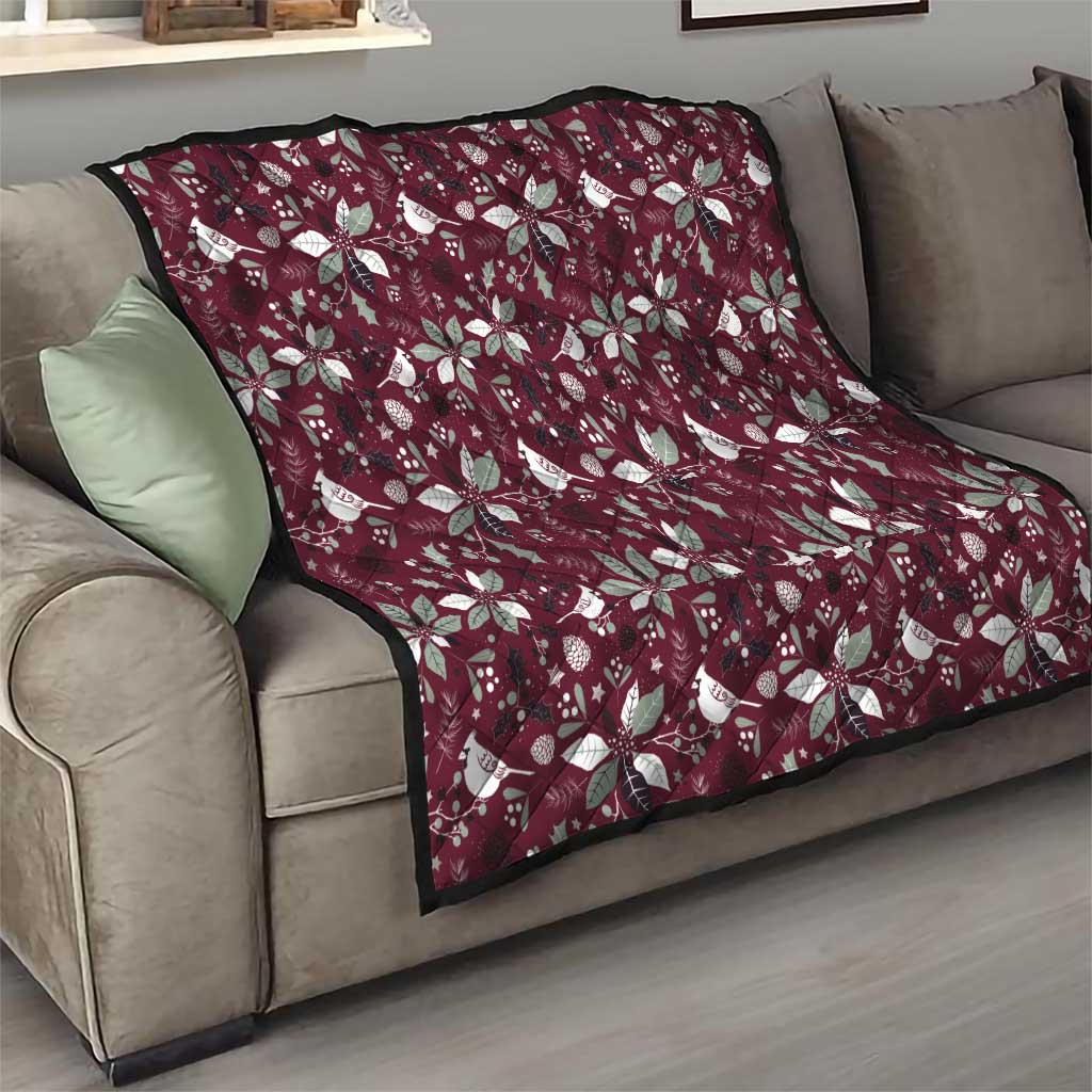 Cardinal Christmas Wine Red Quilt Xmas Pattern - Wonder Print Shop