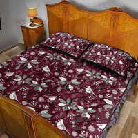 Cardinal Christmas Wine Red Quilt Bed Set Xmas Pattern - Wonder Print Shop