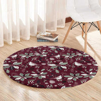 Cardical Christmas Wine Red Round Carpet Xmas Pattern