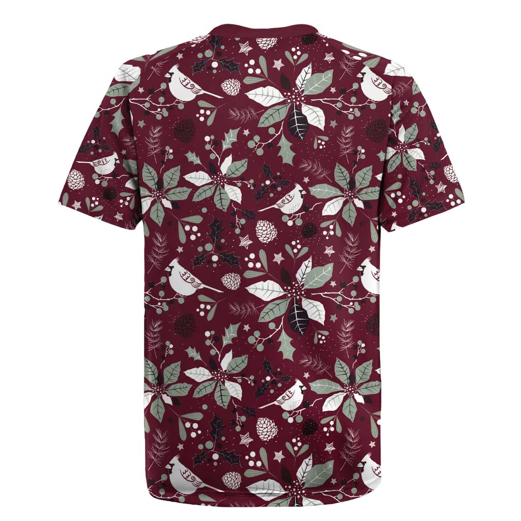 Cardinal Christmas Wine Red Rugby Jersey Xmas Pattern - Wonder Print Shop
