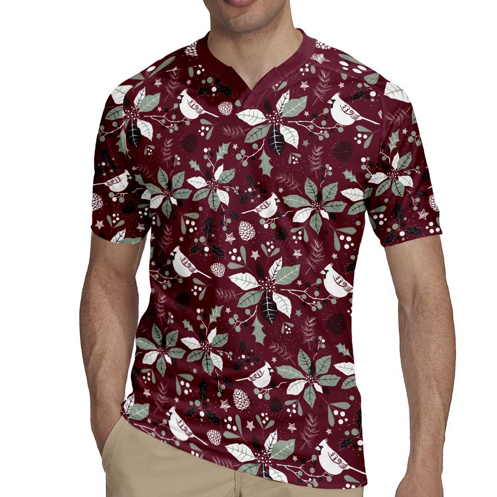 Cardinal Christmas Wine Red Rugby Jersey Xmas Pattern - Wonder Print Shop