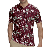 Cardinal Christmas Wine Red Rugby Jersey Xmas Pattern - Wonder Print Shop