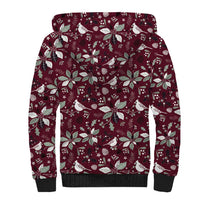 Cardinal Christmas Wine Red Sherpa Hoodie Xmas Pattern - Wonder Print Shop