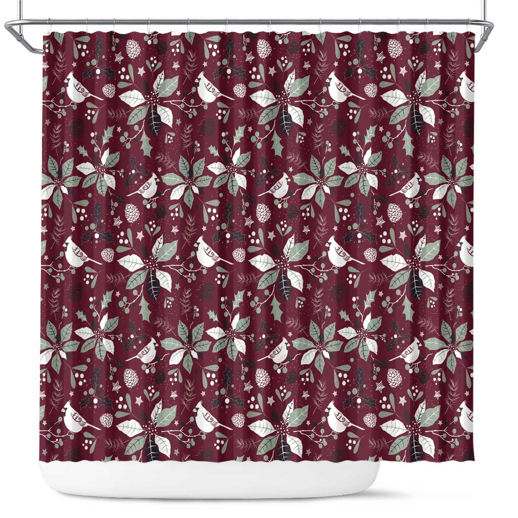 Cardical Christmas Wine Red Shower Curtain Xmas Pattern
