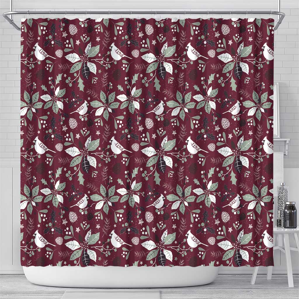 Cardical Christmas Wine Red Shower Curtain Xmas Pattern