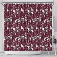 Cardical Christmas Wine Red Shower Curtain Xmas Pattern